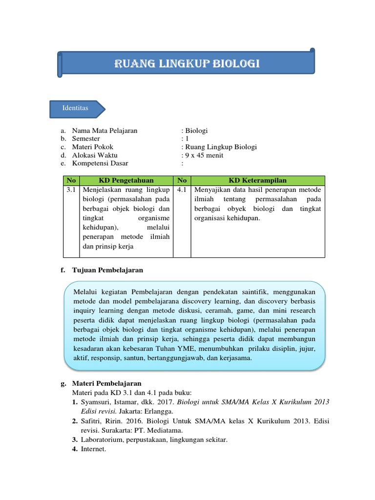 Ukbm Kd 3 1 Dan 4 1 Ruang Lingkup Biologi