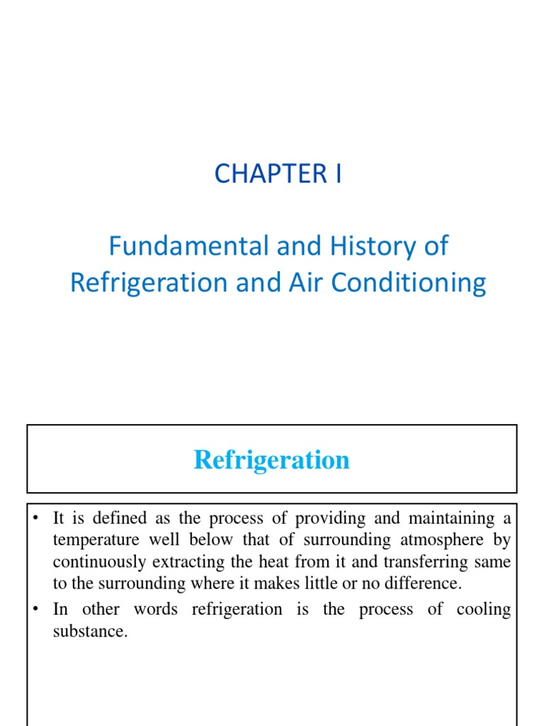 CHAPTER 1 Fundamental and History of Refrigeration and Air