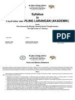 Syllabus in Fil. Sa Piling Larangan (New Format)