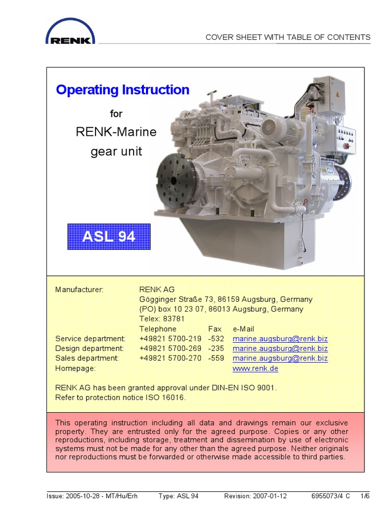 RENK Marine Gear Unit Guide | PDF | Pump | Clutch, image size:768x1024