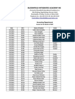 Bloomfield Integrated Academy Inc.: Accouting Department