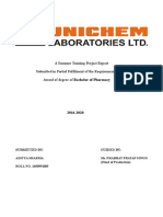 A Summer Training Project Report Submitted in Partial Fulfilment of The Requirements For The Award of Degree of Bachelor of Pharmacy