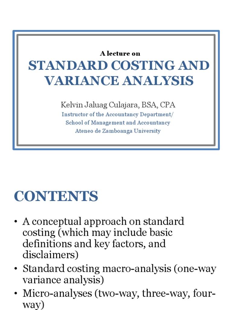 Standard Costing and Variance Analysis | PDF | Cost Accounting ...