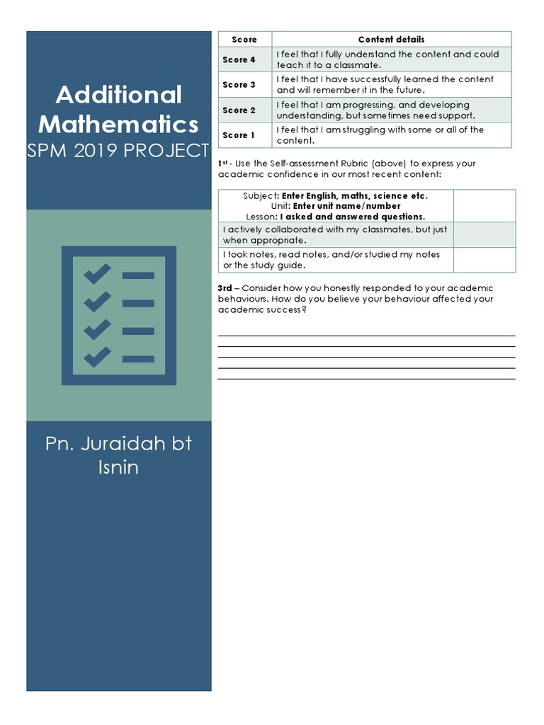 Additional Mathematics: SPM 2019 Project | PDF