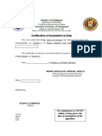 CS Form No. 4 Certification of Assumption To Duty
