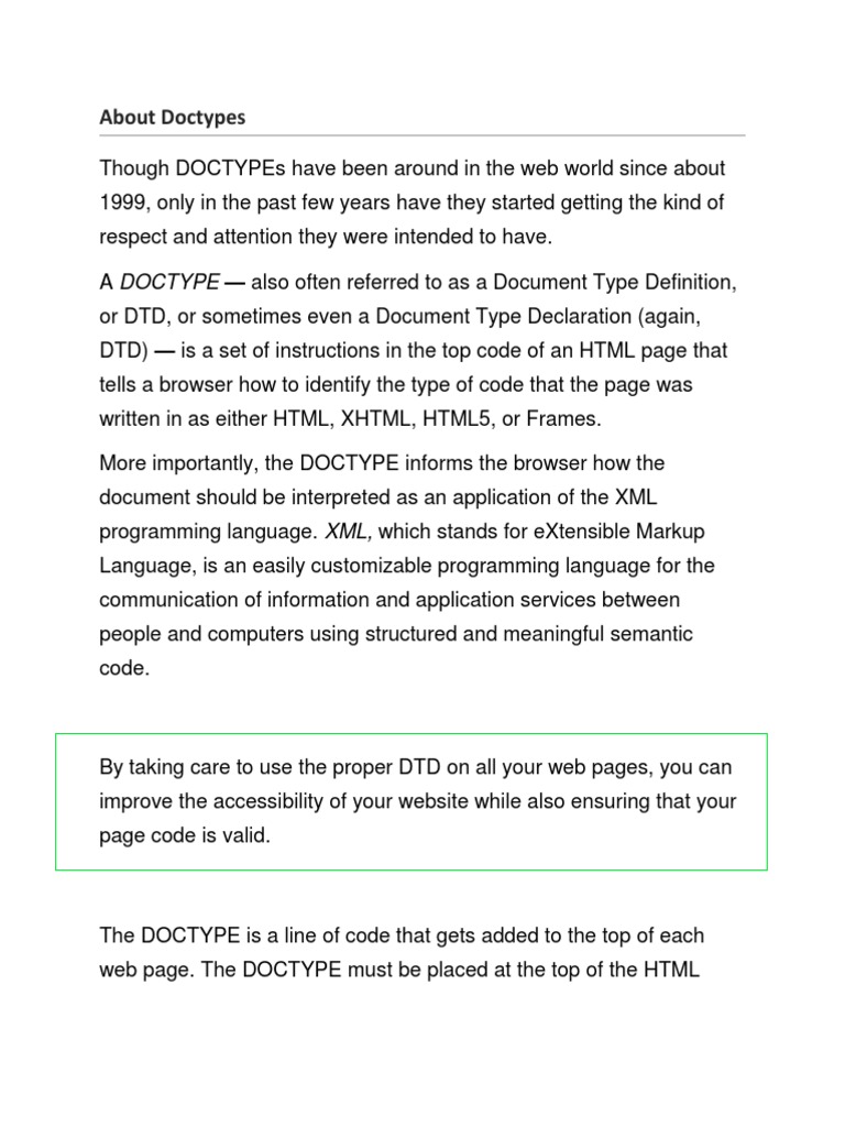 Doctypes HTML | PDF | Xhtml | Html
