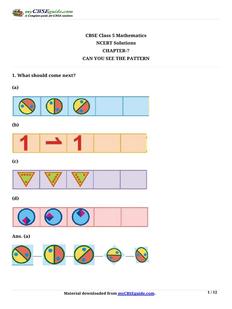 Patterns in Class 5 Mathematics | PDF | Mathematical Concepts | Algebra
