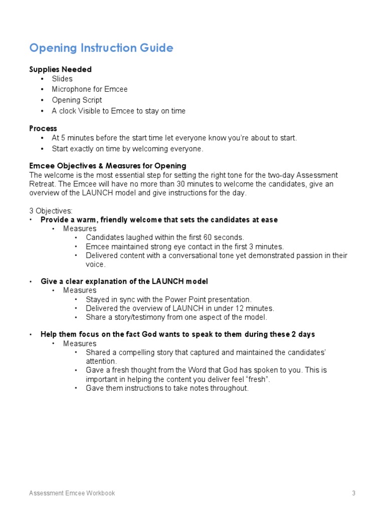 Emcee Opening Instruction Guide Script Pdf Download Free Pdf Homework