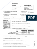 Act 1-Food Labels Student Worksheet - A