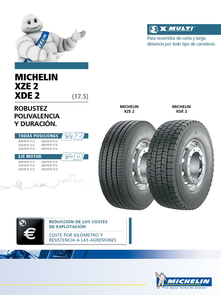 Neumáticos Michelin XZE 2 y XDE 2 | PDF | Neumático | Coche
