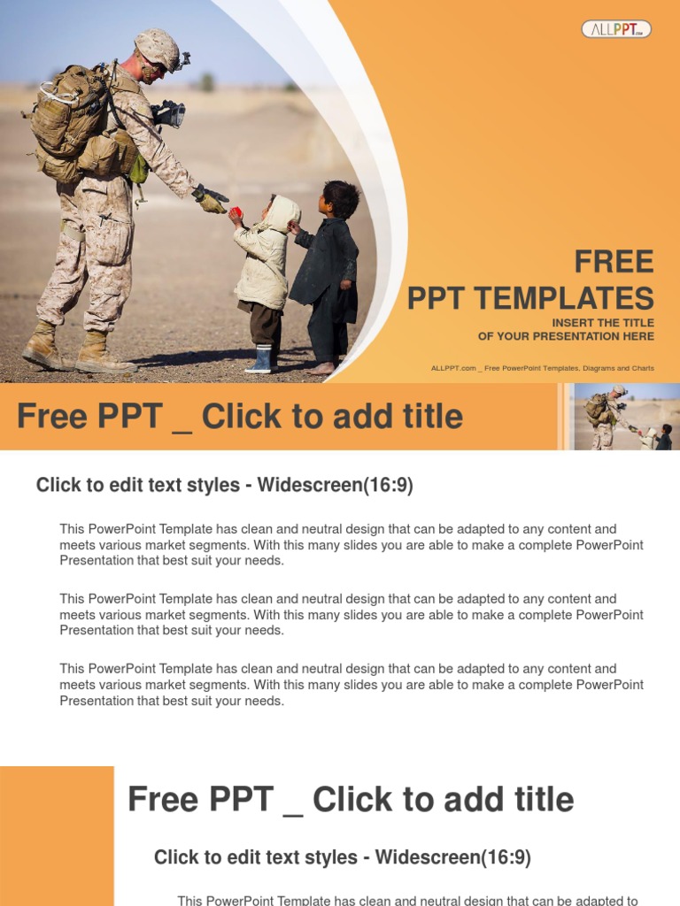 Soldier and Children Military PowerPoint Templates Widescreen | PDF ...