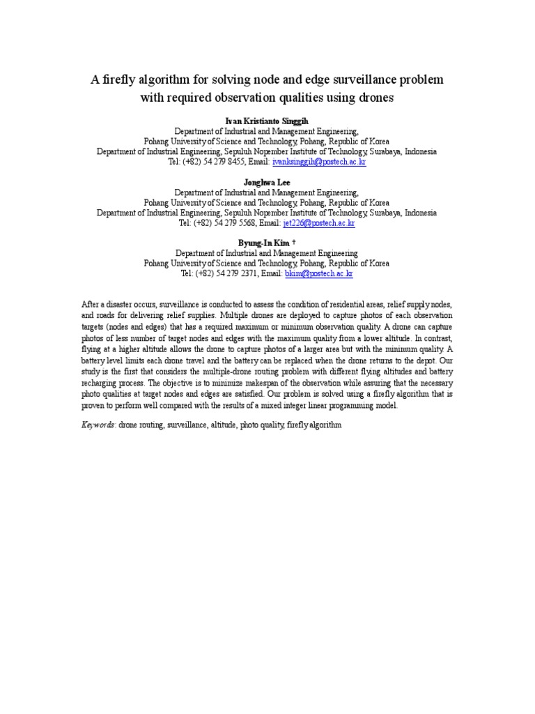Firefly Algorithm for Drone Surveillance | PDF | Art | Computers