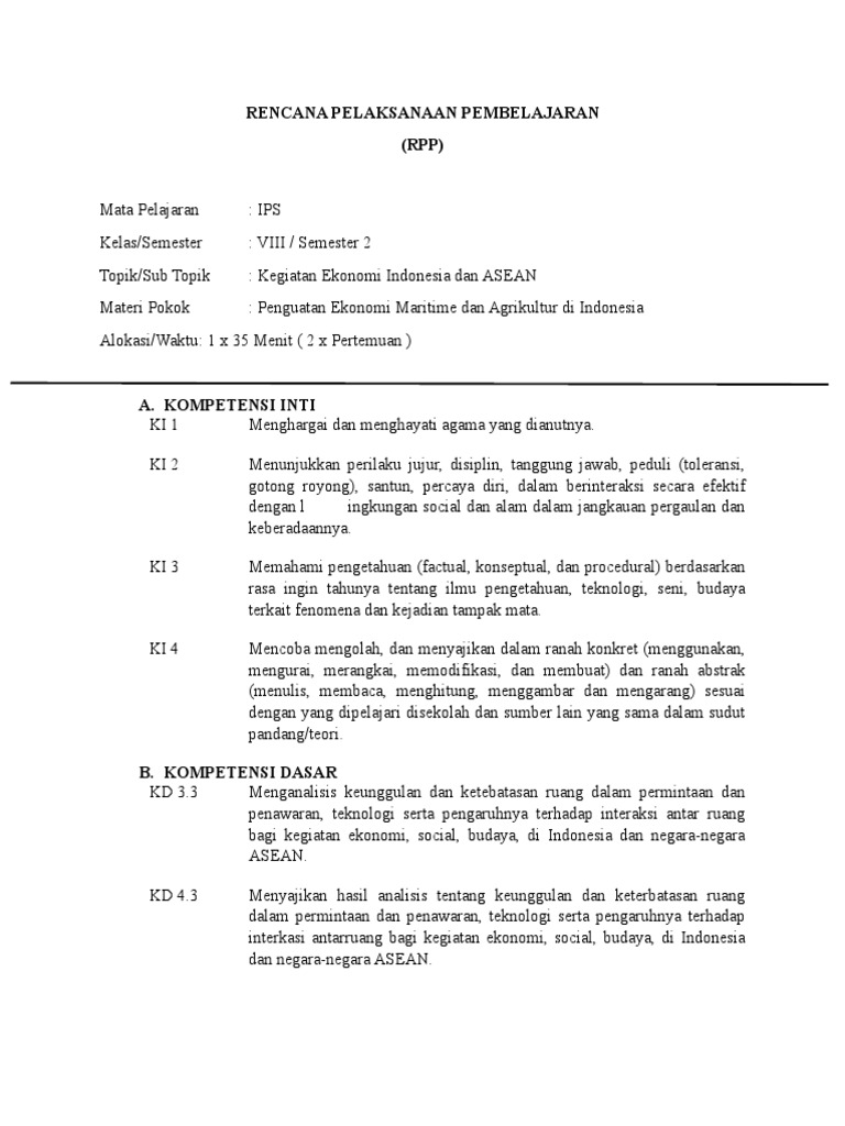 Rpp Dan Bahan Ajar Ekonomi Maritim Dan Agrikultur