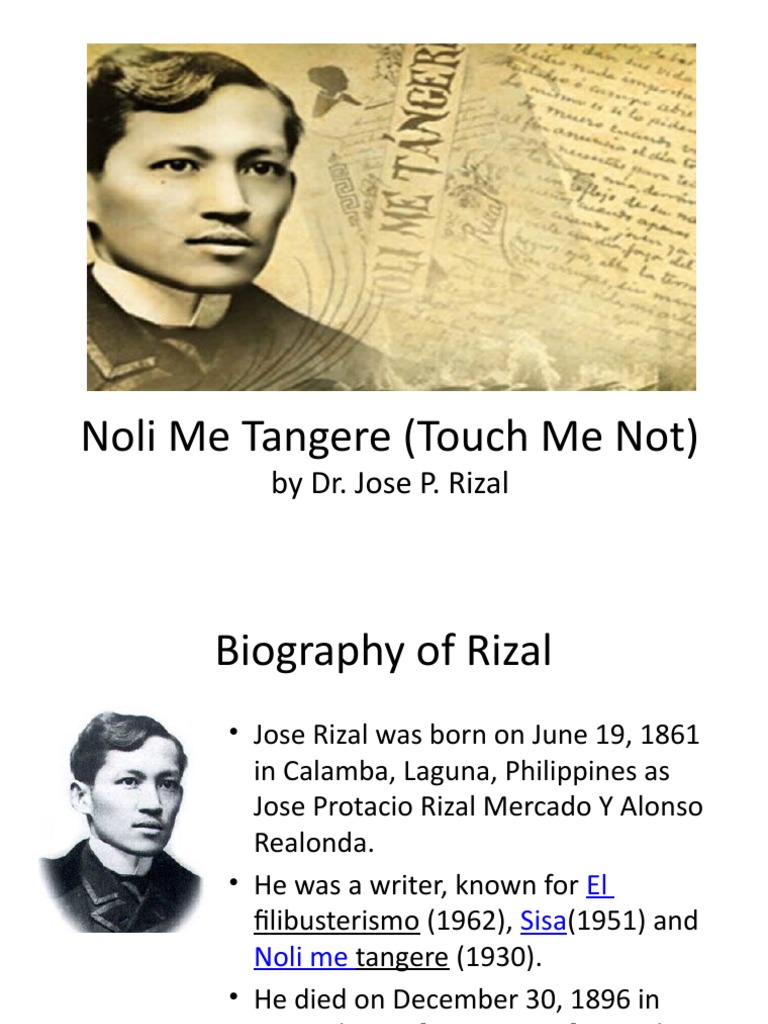 Noli Me Tangere Touch Me Not Jose Rizal Jose Rizal