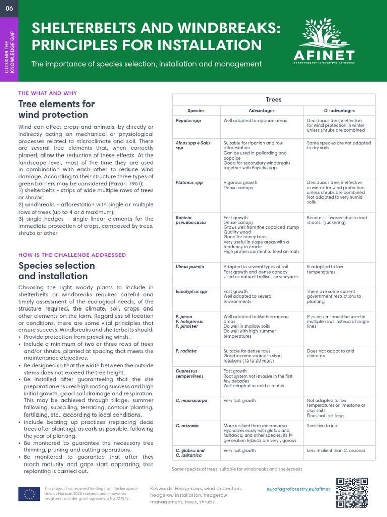 Shelterbelts and Windbreaks: Principles For Installation: Tree Elements ...