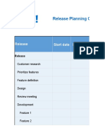 Release Planning Gantt Chart: Release Start Date End Date