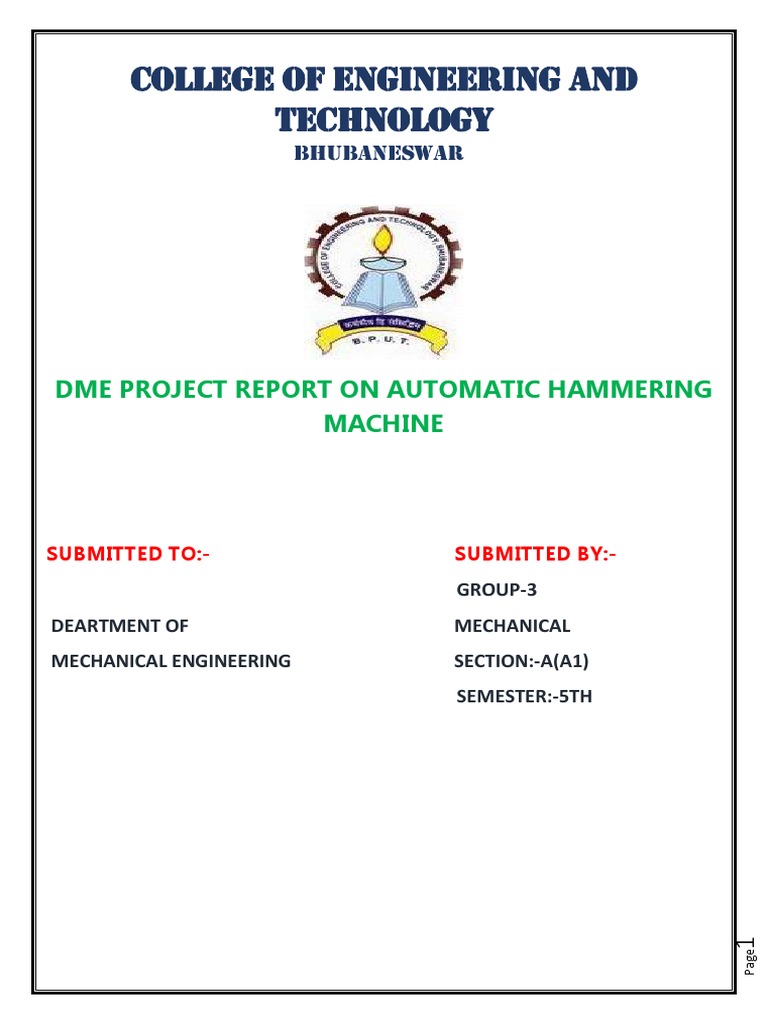 A Project Report On Automatic Hammering Machine PDF Computer Aided