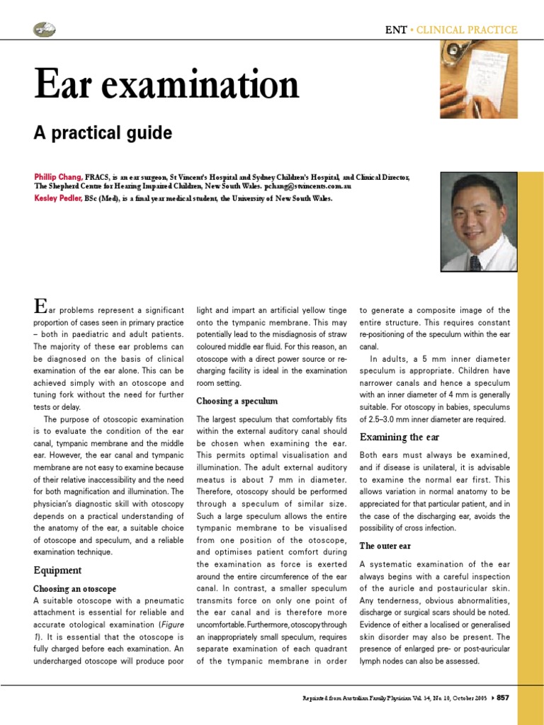 Practical Guide to Ear Examination | PDF | Ear | Hearing