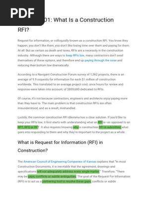 Building 101 - RFIs
