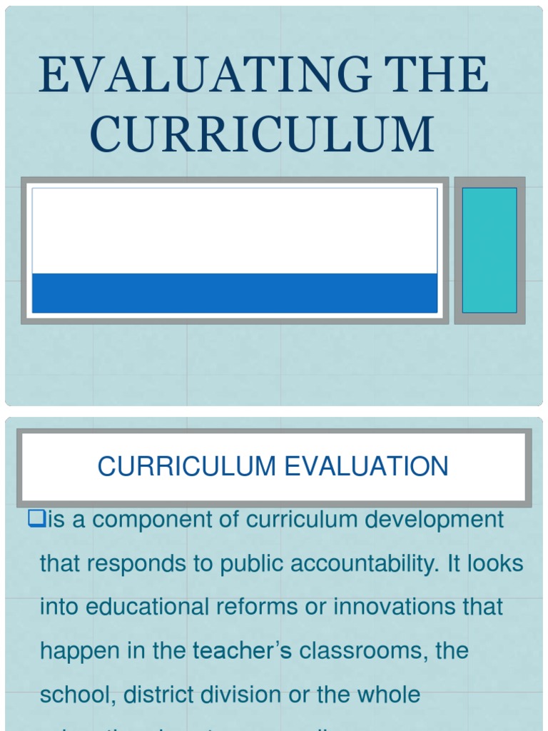Evaluating The Curriculum | Evaluation | Curriculum