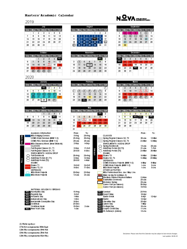 MSC Academic Calendar 20192020 18jun PDF Liturgical Calendar