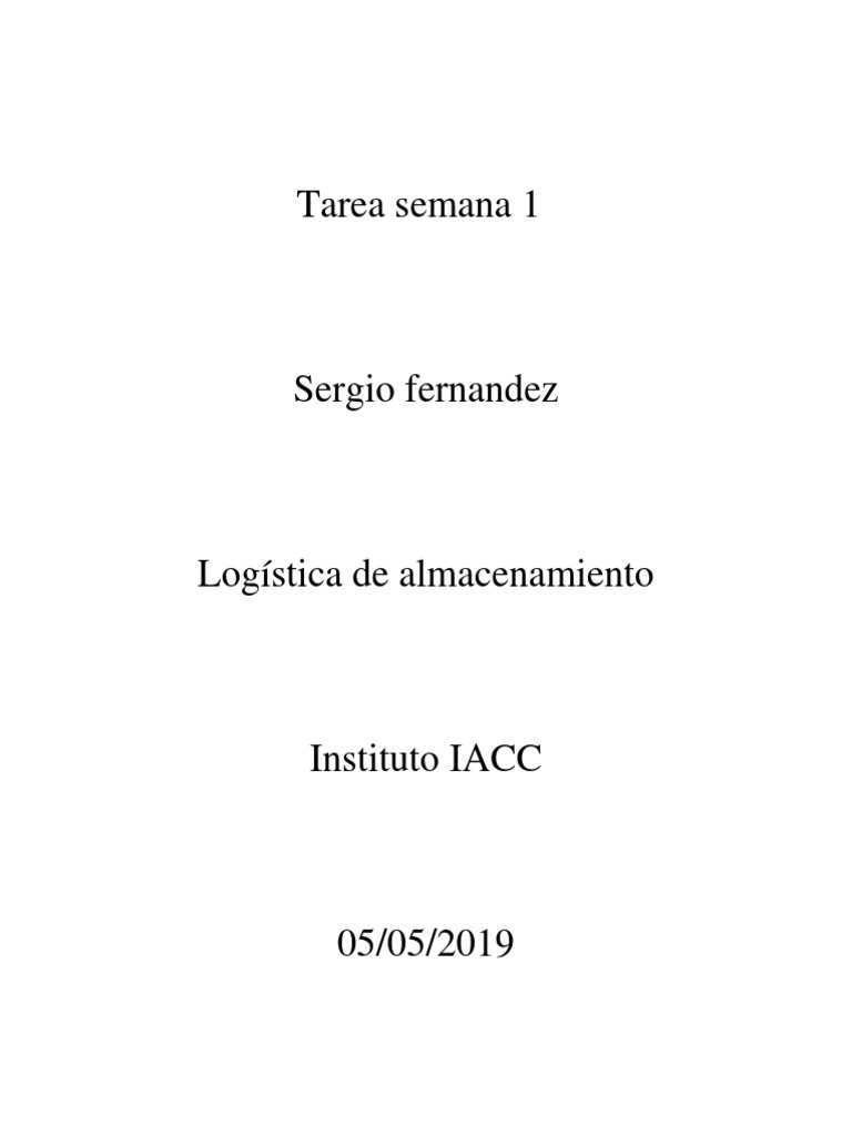Tarea 1 Logistica de Almacenamiento | PDF | Logística | Almacén