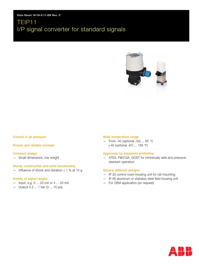 I/P Signal Converter For Standard Signals: TEIP11 | PDF | Power Supply ...