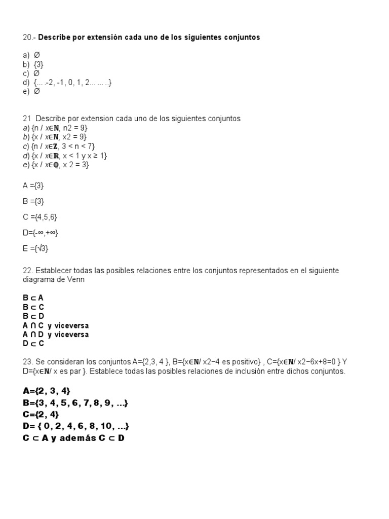 Problemas de Conjuntos | PDF | Conjunto (Matemáticas) | Prueba (evaluación)