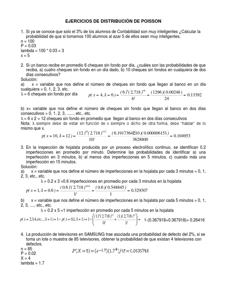 Ejercicios De Distribucion De Poisson Distribucion De Veneno