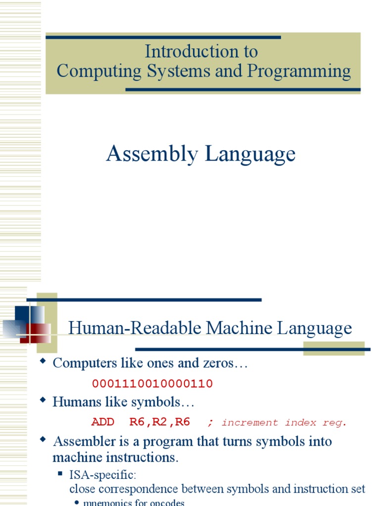Assembly Language Ch7 | Assembly Language | Notation