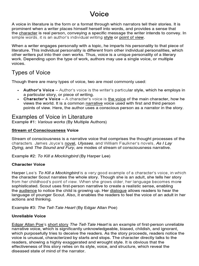 Types of Voice in Literature | PDF | Narration | Narrative