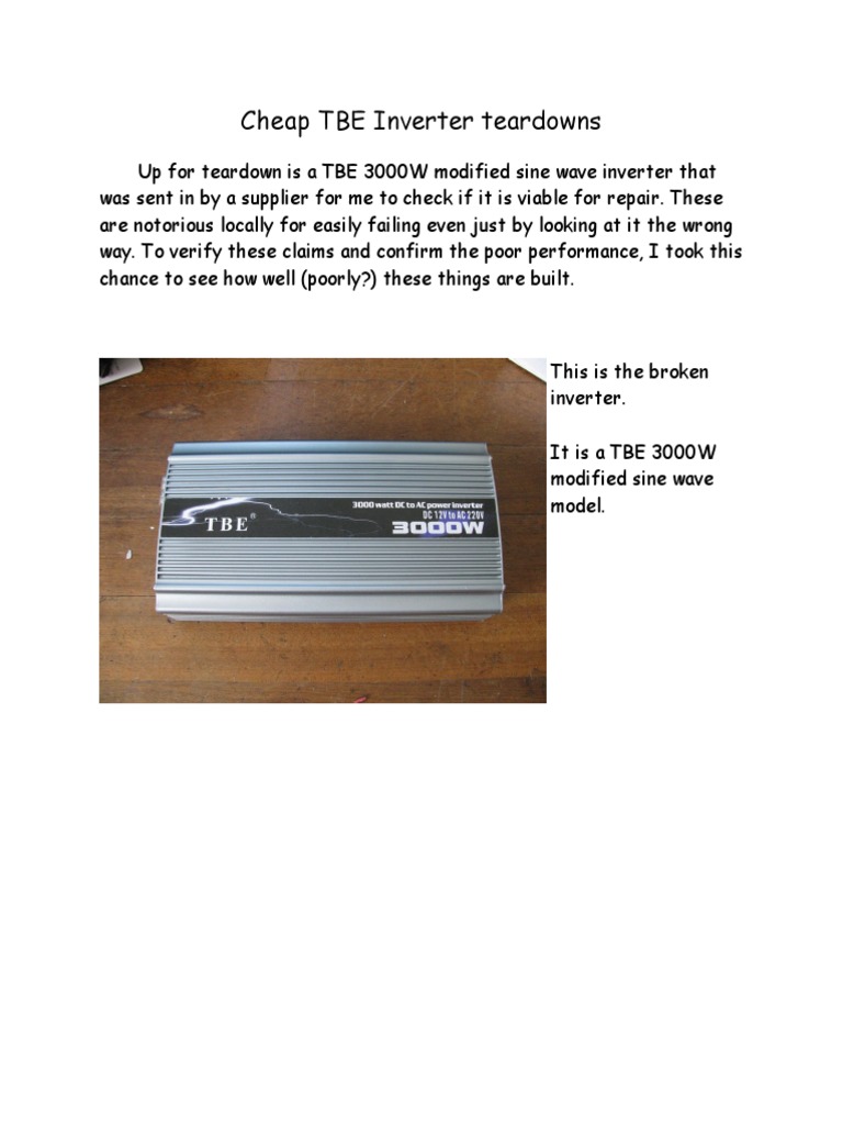 TBE 3000W Inverter Teardown Review | PDF | Power Inverter | Mosfet