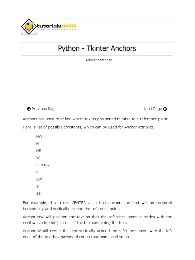 Tkinter Anchors PDF | Download Free PDF | Teaching Mathematics
