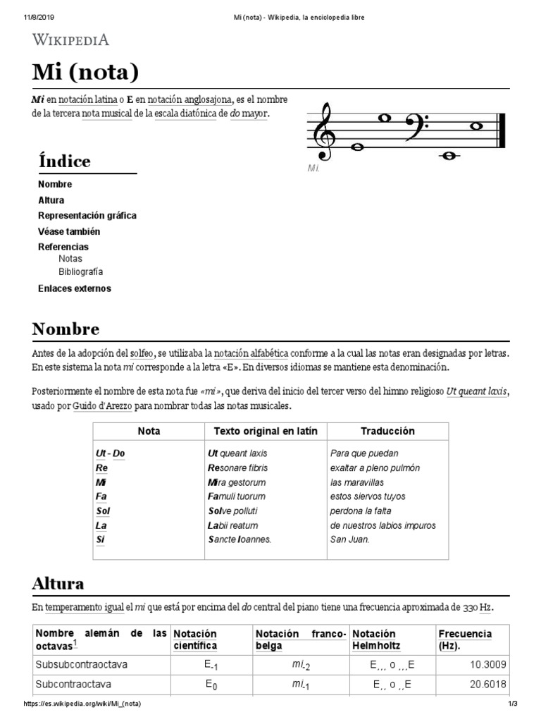 Mi (Nota) Wikipedia, La Enciclopedia Libre Composiciones Musicales