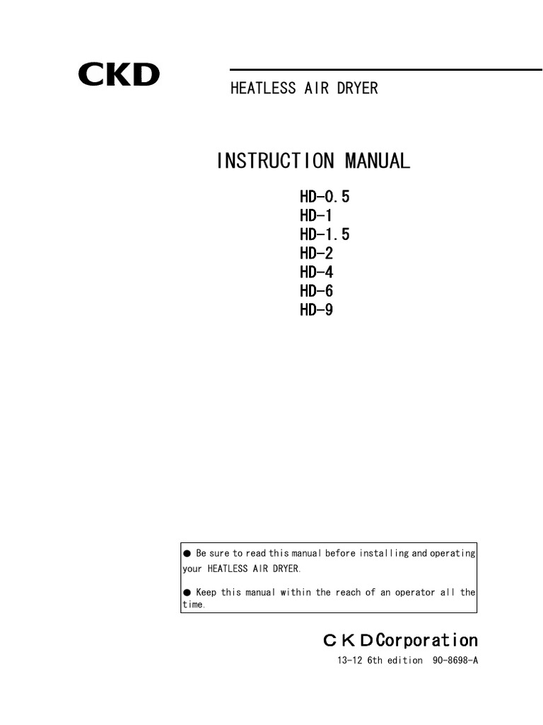 Heatless Air Dryer Instruction Manual | PDF | Valve | Clothes Dryer