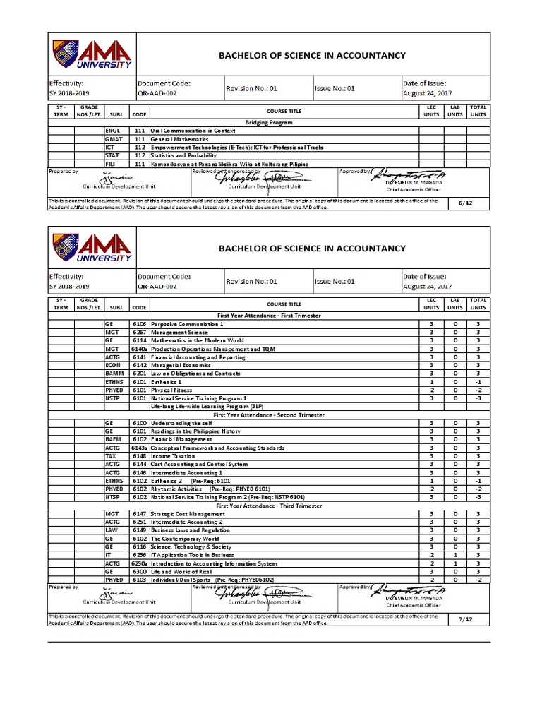 BSA New Curriculum | Accounting | Business