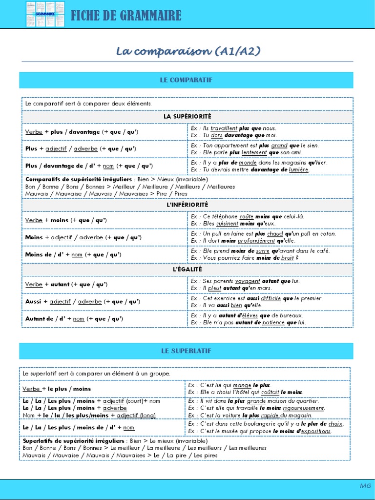 Exercices sur le comparatif et superlatif | PDF | Syntaxe | Sémiotique