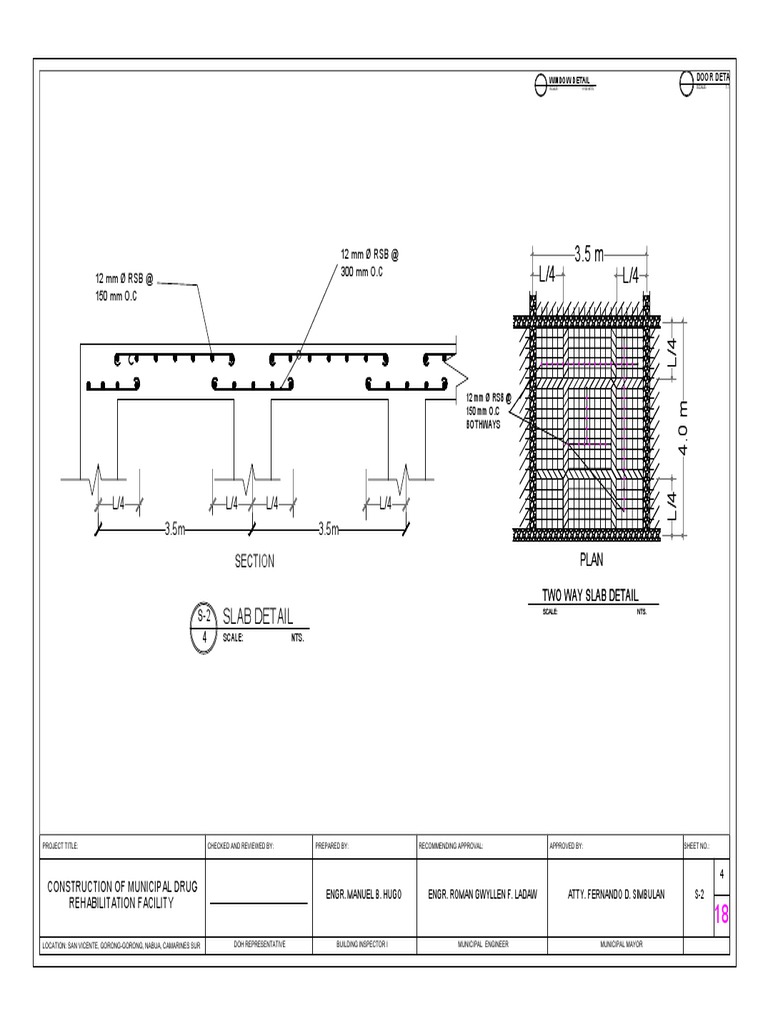 3.5 M L/4 L/4 3.5 M L/4 L/4: Slab Detail | PDF
