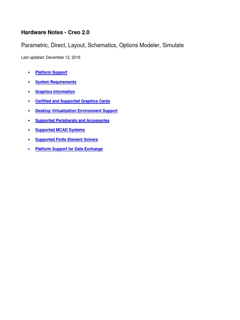 Creo 2.0 Hardware Requirements Guide | PDF | Microsoft Windows ...