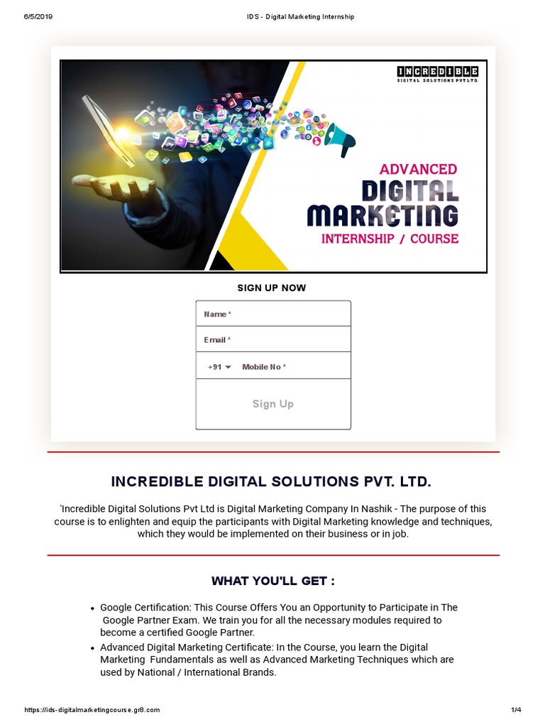 Digital Marketing Internship Nashik | PDF | Search Engine Marketing ...