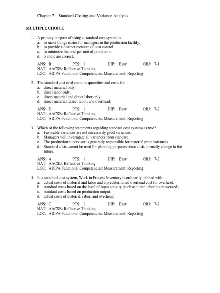 Standard Costing and Variance Analysis | PDF | Cost | Variance