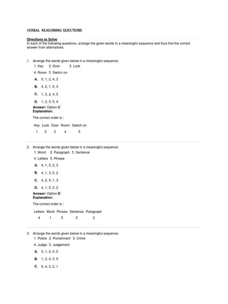 Verbal Reasoning | PDF | Trees | Nature