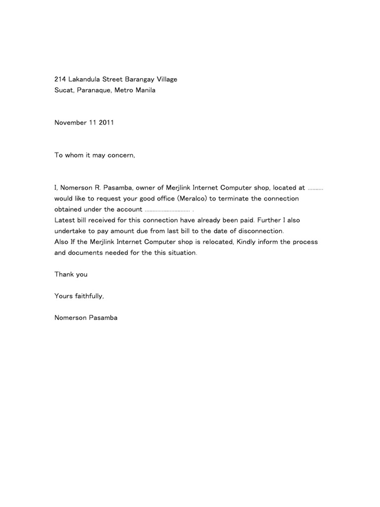 Letter of Request Meralco PDF