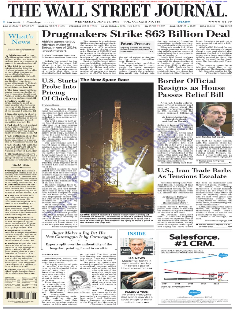 Wallstreetjournal 20190626 | PDF | Federal Reserve | Business