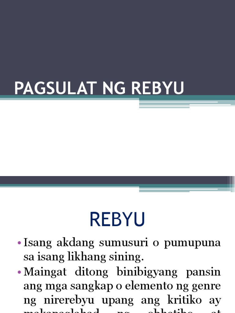 Pagsulat Ng Rebyu