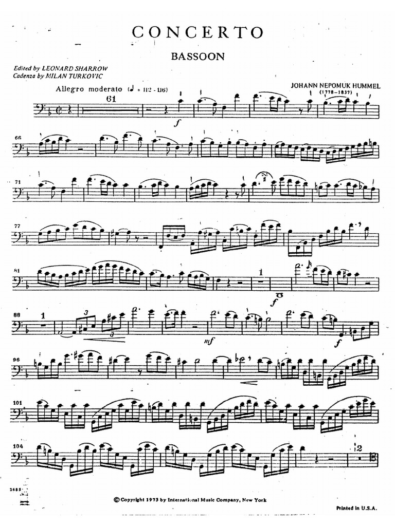 J.N.Hummel Bassoon Concerto PDF