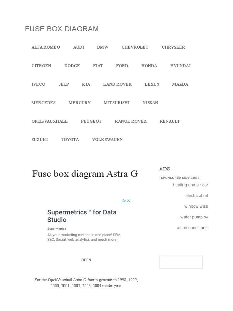 Fuse Box Diagram Astra G PDF Opel Air Conditioning