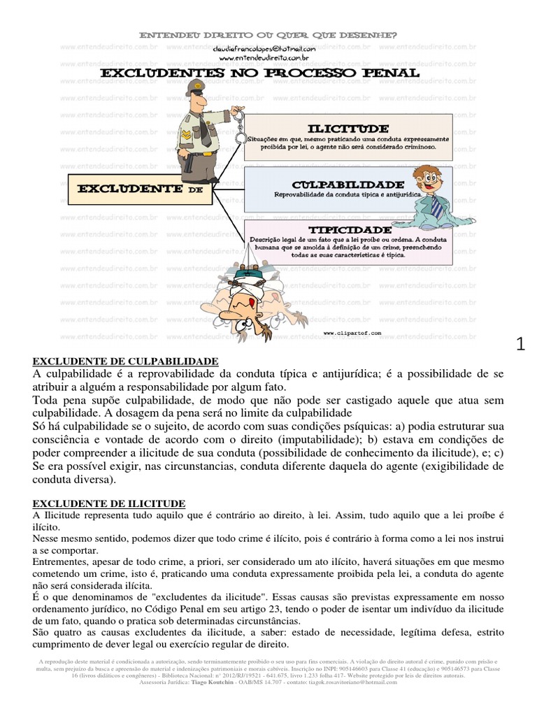 Excludentes de Ilicitude e Culpabilidade | PDF | Direito Penal | Crime ...