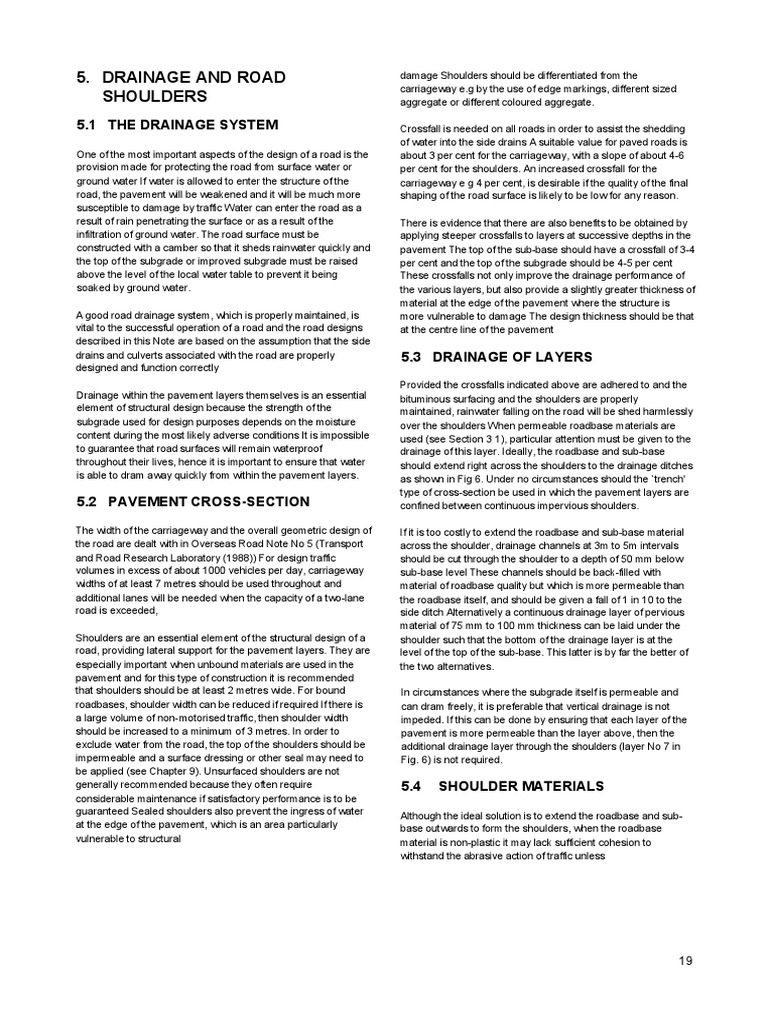 Road Shoulder Drainage Design Guidelines | PDF | Road | Road Surface