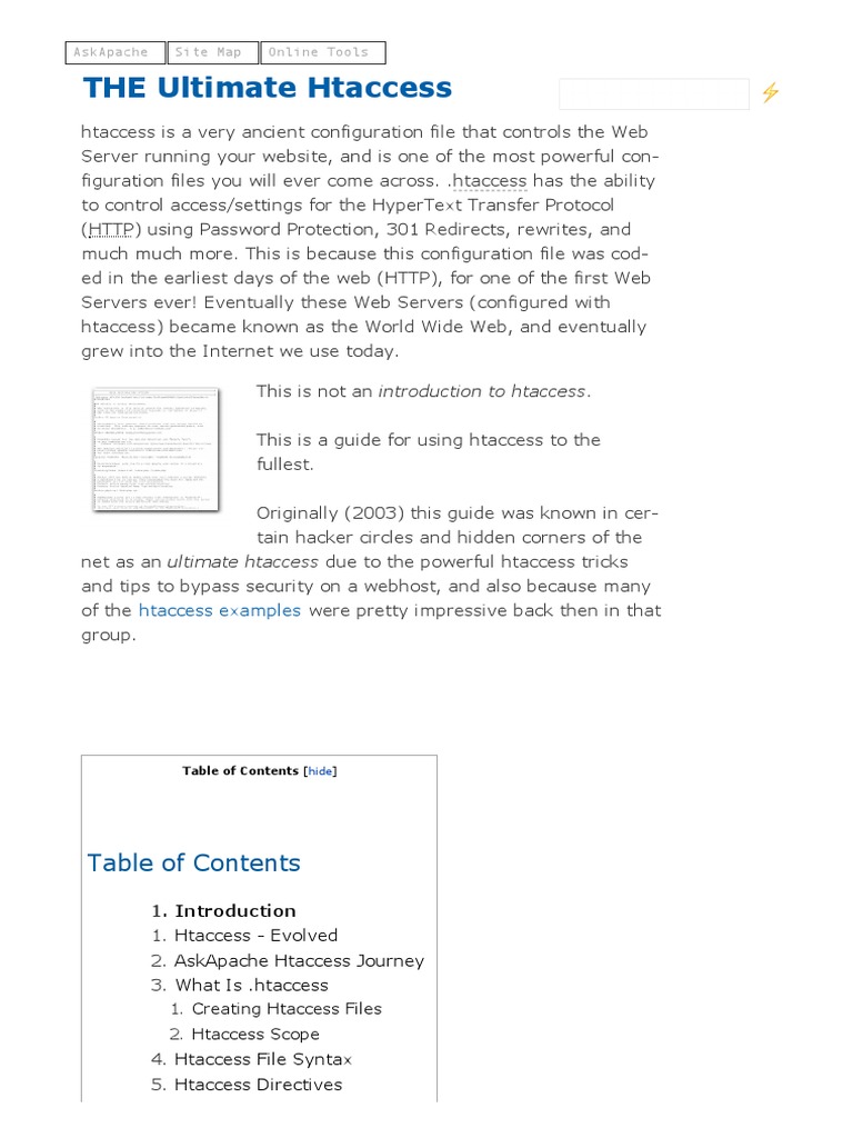 Htaccess - The Ultimate .Htaccess Tutorial With 100's of Examples | PDF ...
